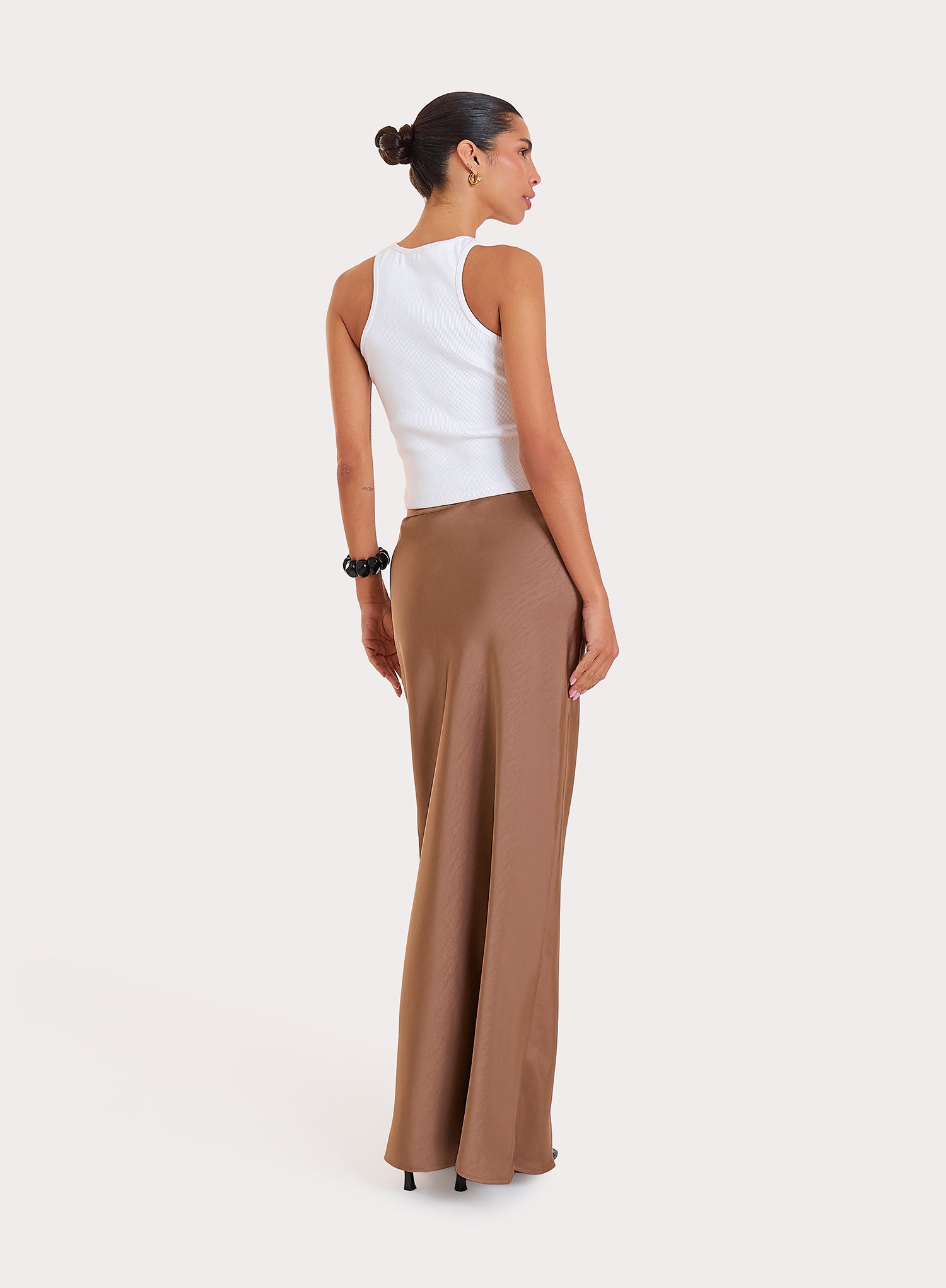 Mocha Satin Maxi Skirt